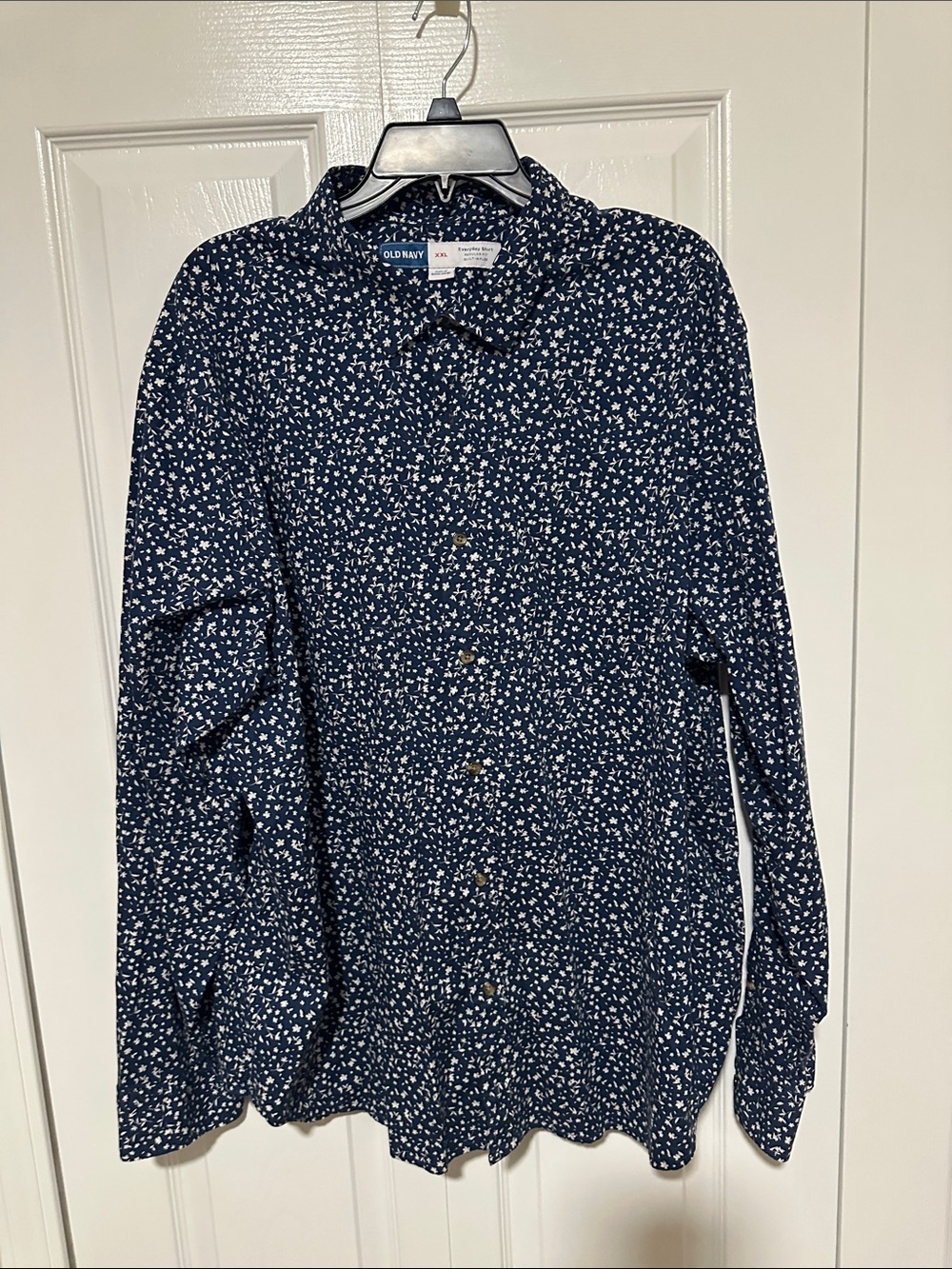 Old Navy Navy Blue Button-Down Shirt with White Floral Print - Men
